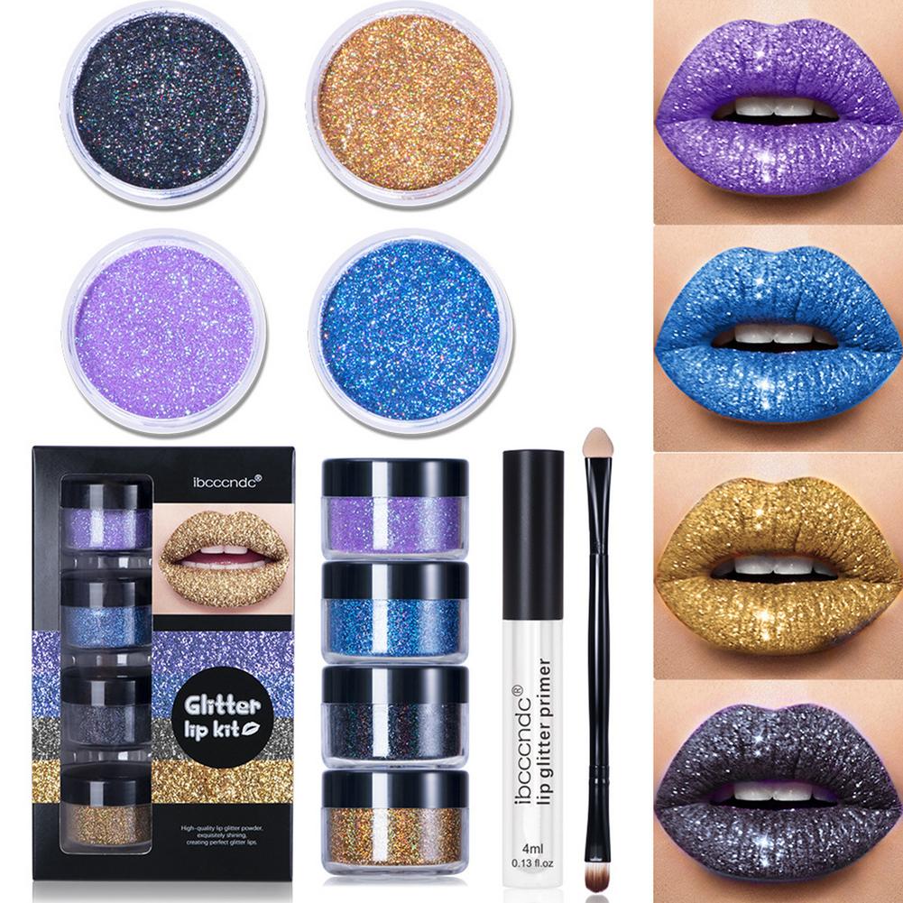 Glitter Lip Gloss Kit with Primer & Applicator
