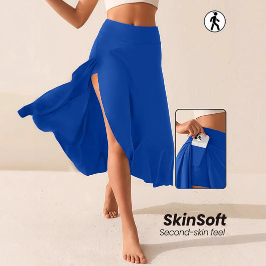 Women's Asymmetric Ruffle Trim Maxi Skirt