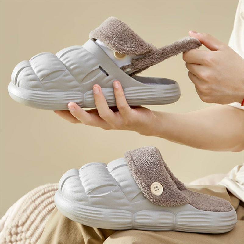 Unisex Faux Fur Lined EVA Slippers | Warm Non-Slip Indoor Shoes