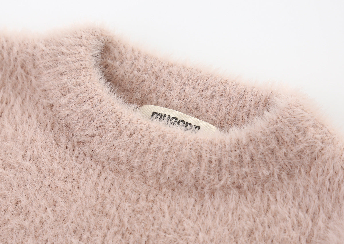Girls Fluffy Pullover Sweatshirt – Soft Plush Top