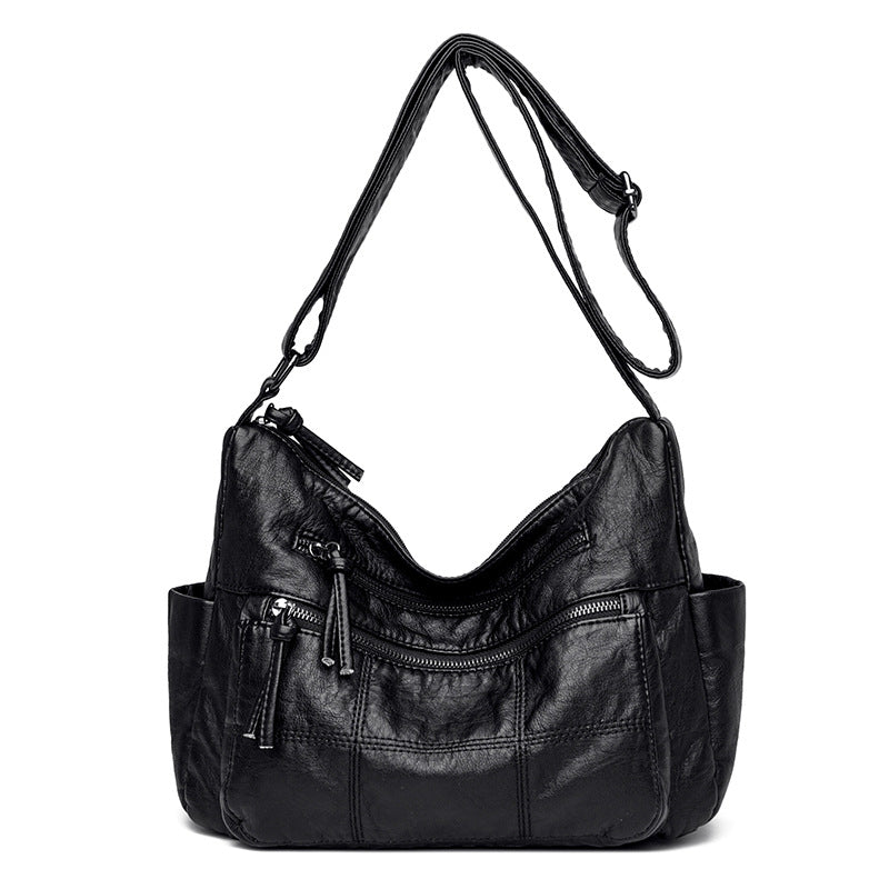 Women's PU Crossbody Shoulder Bag | 3D Pocket | Black, Caramel, Grey & Red