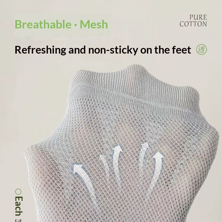 Unisex 100% Cotton Low-Cut Ankle Socks – Breathable Mesh Sole 7 Colours