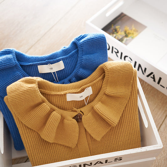 Girls Soft Cotton Knit Coat – Casual Kids Sweater Jacket