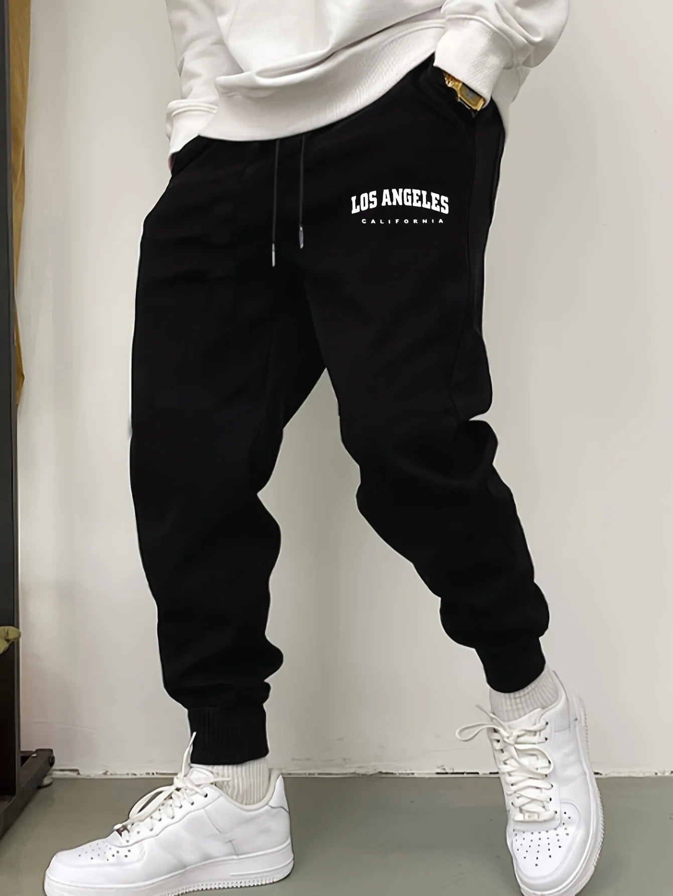 Men's Casual Fleece Sweatpants – Letter Print Sport Joggers
