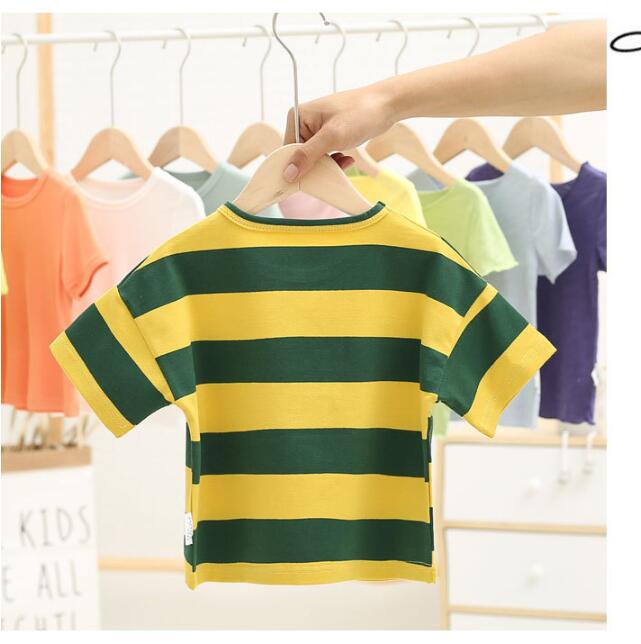 Girls Korean Style Striped Cotton Short Sleeve T-Shirt – 3 Colours