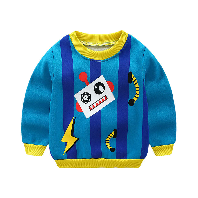 Kids Fleece-Lined Cartoon Print Sweatshirt | Unisex Winter Jumper