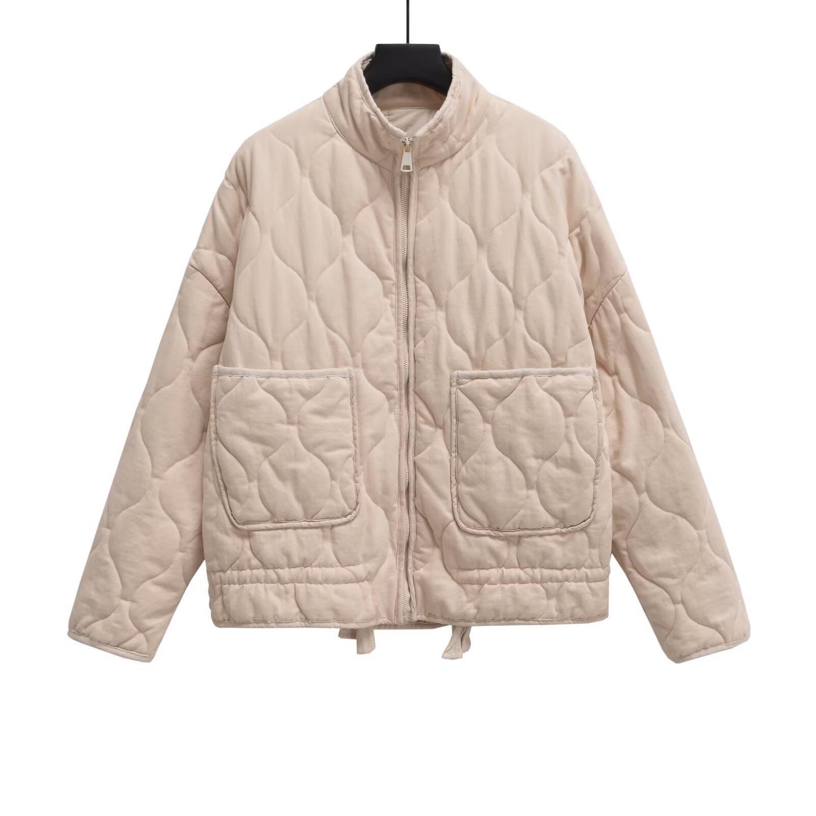Women's Lace-Up Padded Coat with Pockets - 5 Colours