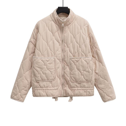 Women's Lace-Up Padded Coat with Pockets - 5 Colours