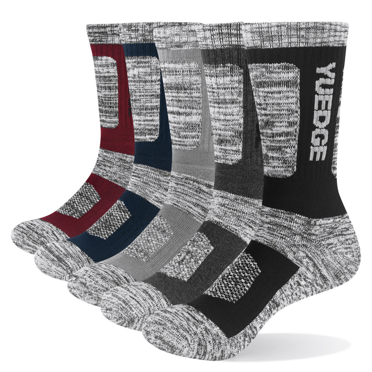 Men's Combed Cotton Sports Socks 5-Pair Pack – Breathable Thick Outdoor Socks