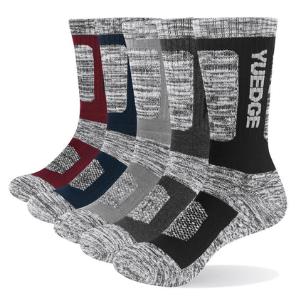Men's Combed Cotton Sports Socks 5-Pair Pack – Breathable Thick Outdoor Socks