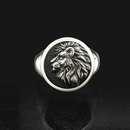 Unisex Vintage Lion Ring – Electroplated Steel Colour Animal Retro Band