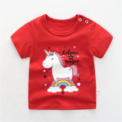 Kids Cotton Short Sleeve T-Shirt | 10 Designs, Sizes 73–110cm