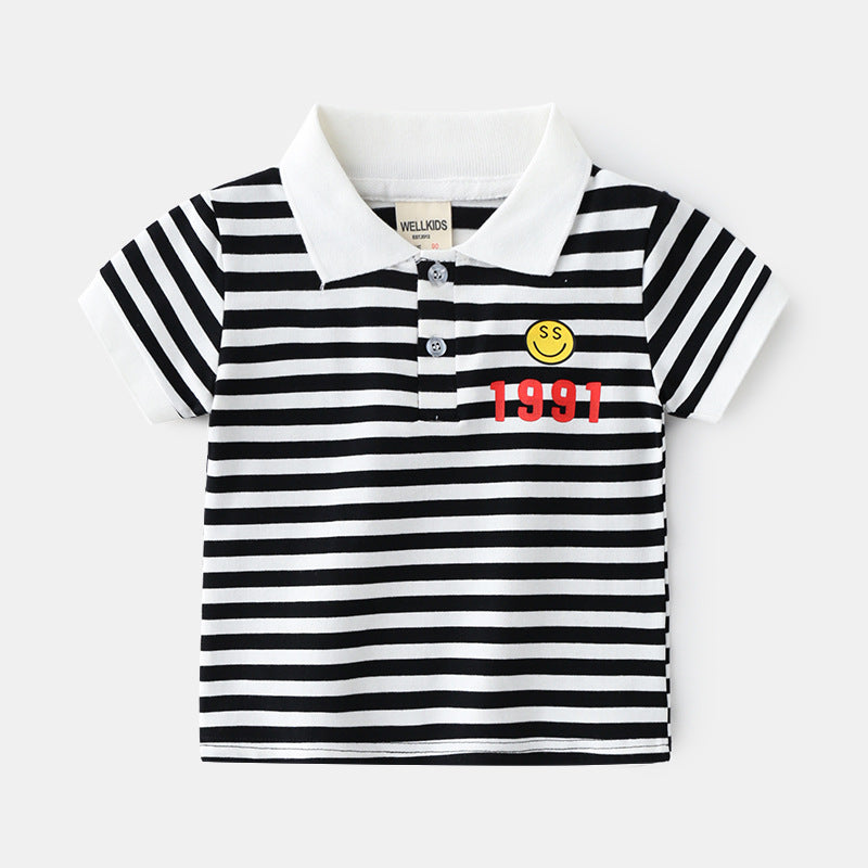 Boys' Cotton Lapel Polo T-Shirt | Moisture-Wicking Short Sleeve