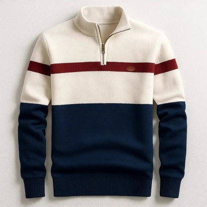 Men's Slim Fit Striped Pullover Sweater Stand Collar S-3XL