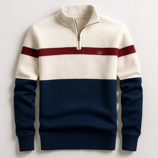 Men's Slim Fit Striped Pullover Sweater Stand Collar S-3XL