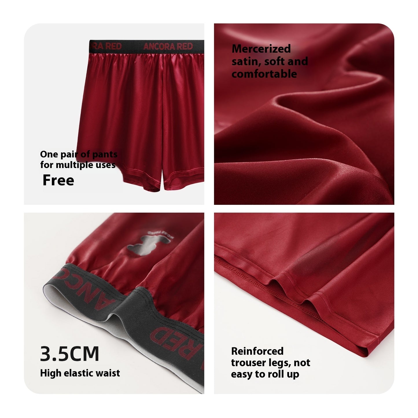 Men's Polyester Boxer Briefs – Solid Colour Mid-Waist 6 Colours