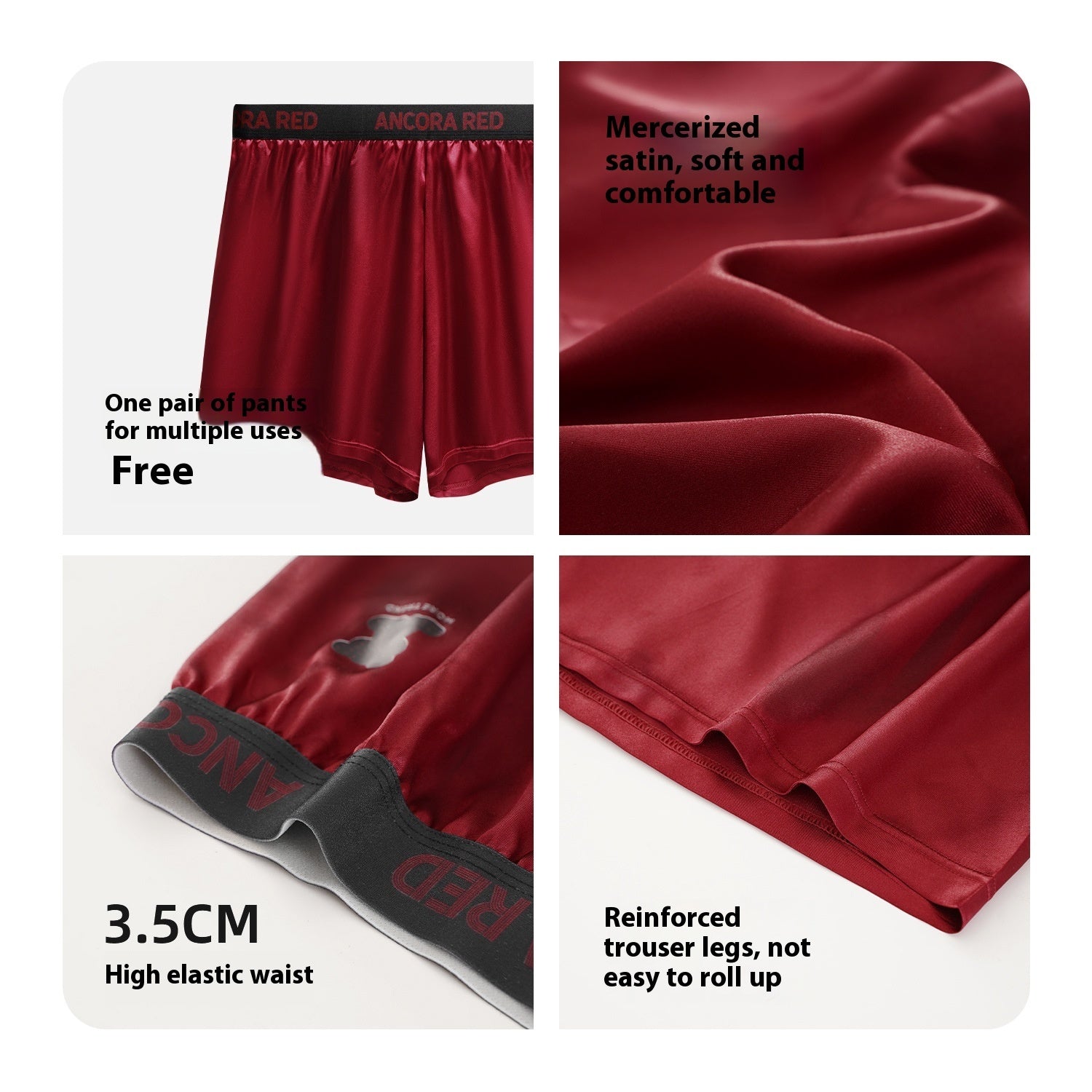 Men's Polyester Boxer Briefs – Solid Colour Mid-Waist 6 Colours