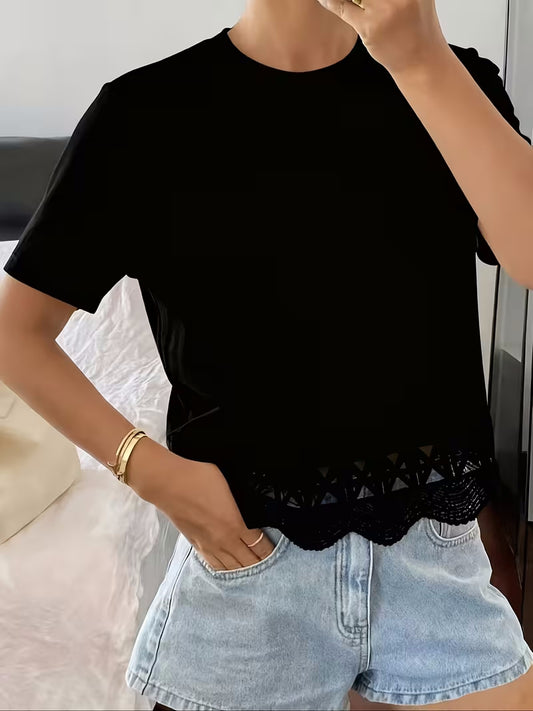 Women's Hollow-Out Cutout Short-Sleeve Top