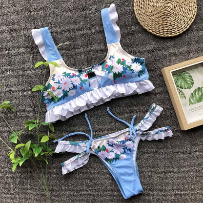 Women's Leaf Print Split Bikini Set – Two-Piece Swimwear | S–XL