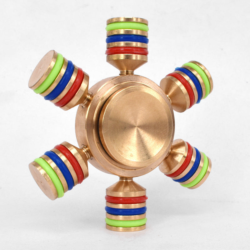 Three-Head Six-Arm Metal Gyro | Premium EDC Fidget Spinner | Silver & Gold