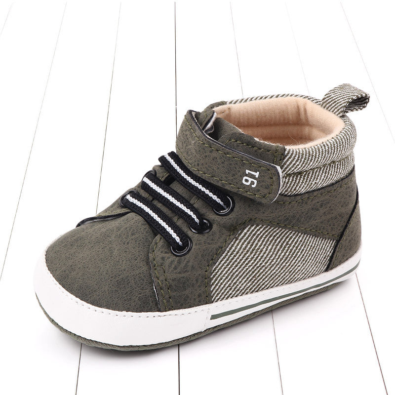 Baby & Toddler Boys' High-Top Cotton Shoes – Velcro Fastening