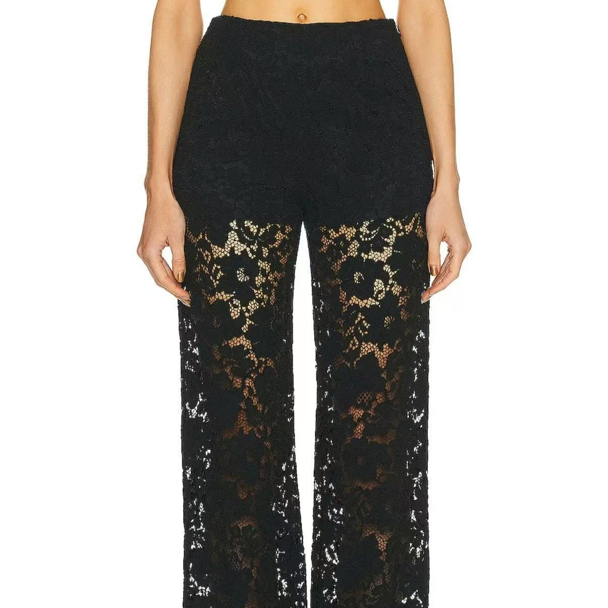 Women's Jacquard Lace Straight Leg Trousers