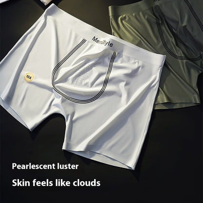 Men's Seamless Nylon Boxer Briefs – Breathable Ice Silk Mid-Waist