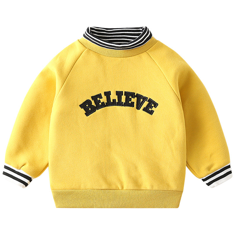 Children's Brushed Letter Print Fake Two-Piece Sweatshirt | Boys & Girls Top