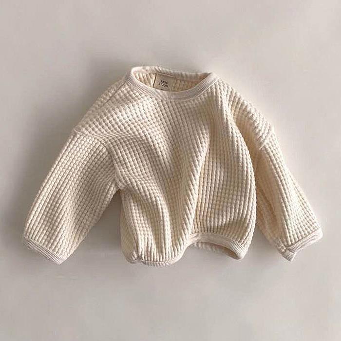 Baby & Toddler Waffle Knit Cotton Pullover | 3 Colours, 80–90cm