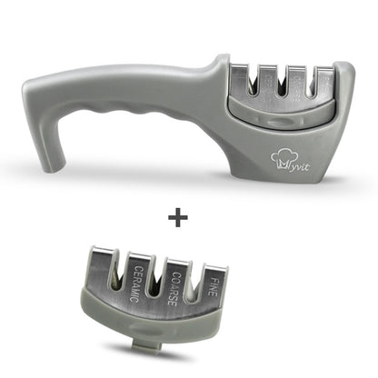 Knife Sharpener — Pull-Through Whetstone Sharpener with Tungsten Steel & Diamond Rods