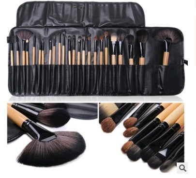 24-Piece Makeup Brush Set with PU Leather Carry Bag