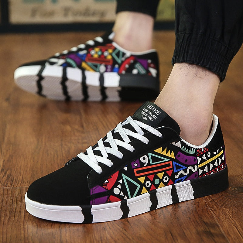 Men's Suede Canvas Trainers – Lace-Up Casual Shoes, Black, Blue & White