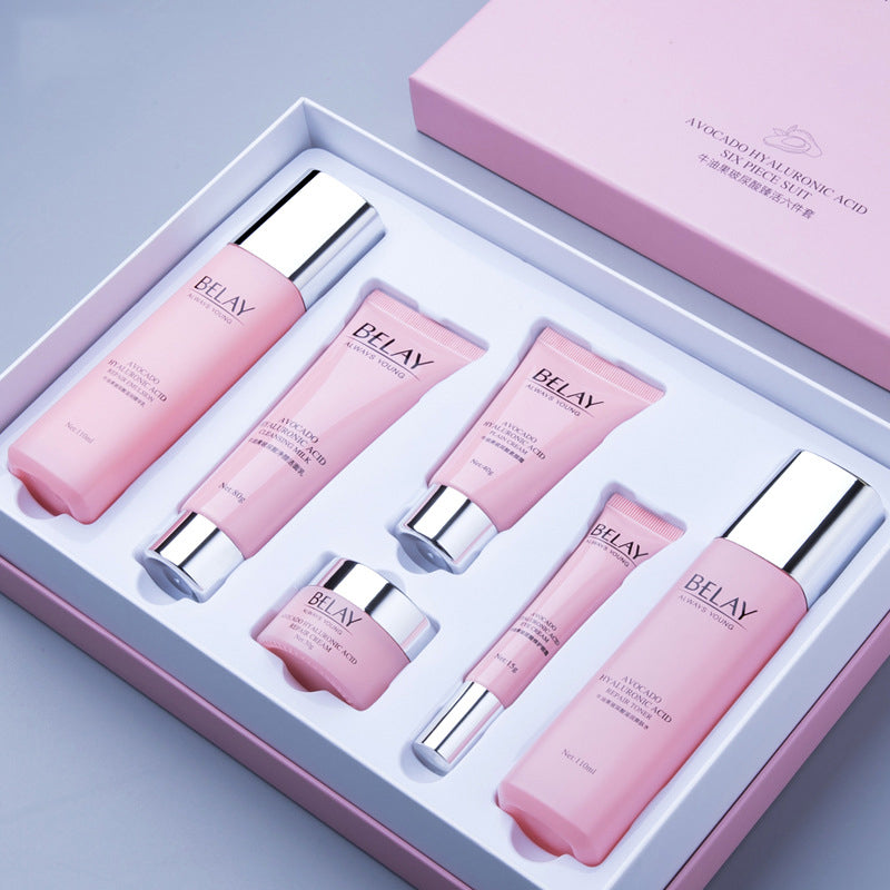 6-Piece Hyaluronic Acid Skincare Set – Avocado or Red Pomegranate