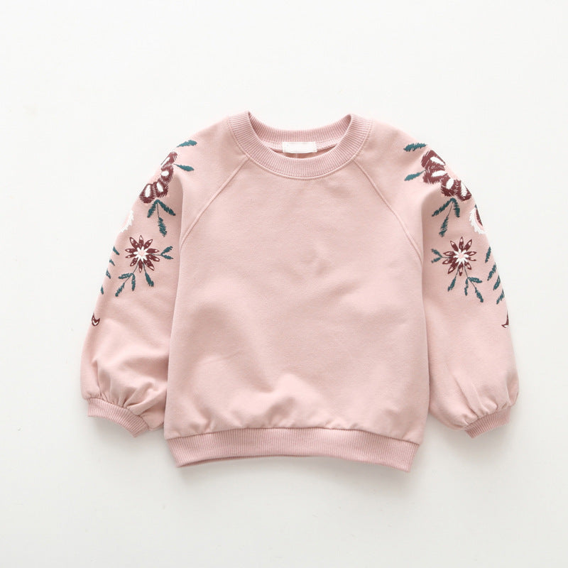 Girls Floral Long-Sleeve Cotton Top – Kids Casual Sweater