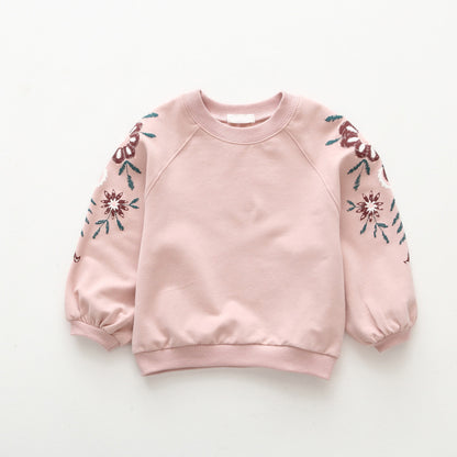 Girls Floral Long-Sleeve Cotton Top – Kids Casual Sweater