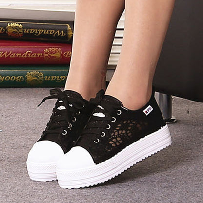 Women's White Canvas Lace-Up Trainers | EU 35–43