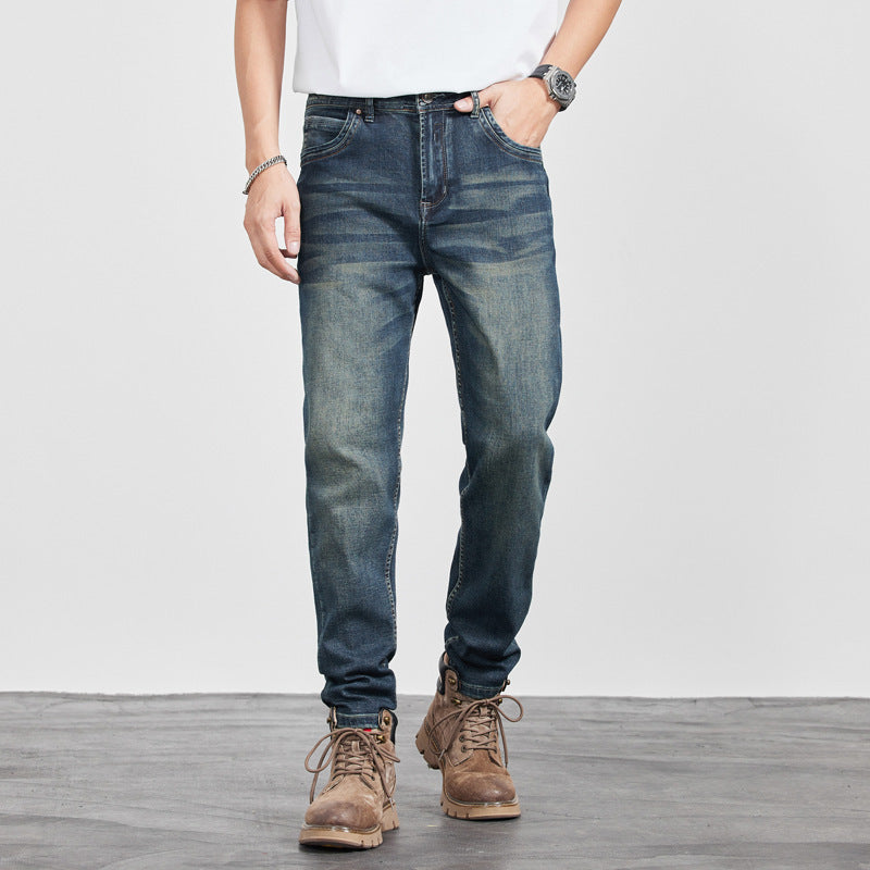 Men's Straight Leg Jeans – Retro Blue Denim, Waist Sizes 28–38