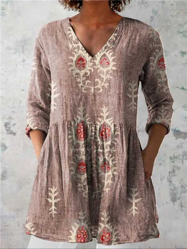 Women's 3D Printed V-Neck Dress | European-Style Regular Sleeve Polyester Dress