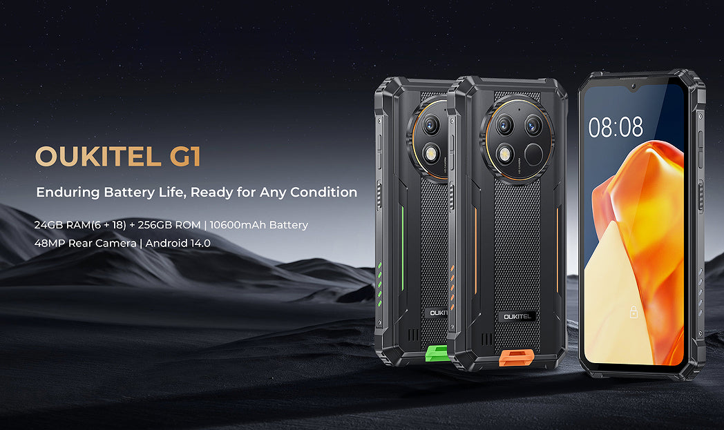 OUKITEL G1 Unlocked Smartphone | Rugged Mobile Phone in Grey, Green & Orange