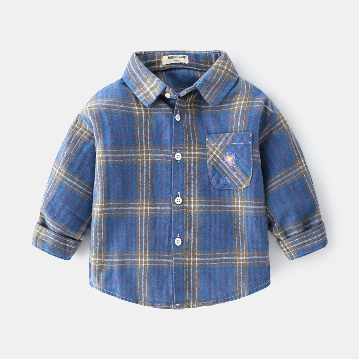 Boys' Long Sleeve Plaid Lapel Shirt | 100% Cotton, Smart Casual