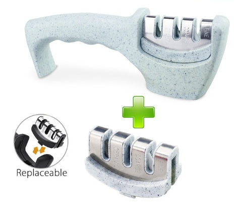 Knife Sharpener — Pull-Through Whetstone Sharpener with Tungsten Steel & Diamond Rods