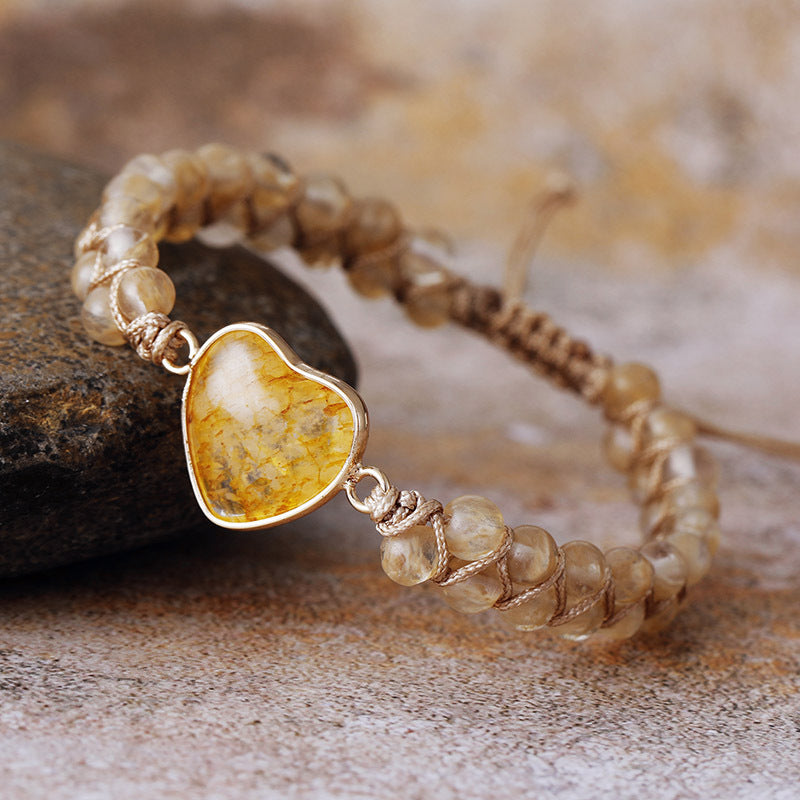Natural Stone Teardrop Wrap Bracelet | Hand-Woven Adjustable Lapis Lazuli Bracelet