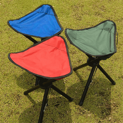 Folding Tripod Camping Stool – 100kg Load 600D Oxford Cloth Portable Fishing & Outdoor Chair Blue, Red & Green
