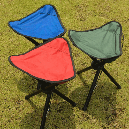 Folding Tripod Camping Stool – 100kg Load 600D Oxford Cloth Portable Fishing & Outdoor Chair Blue, Red & Green