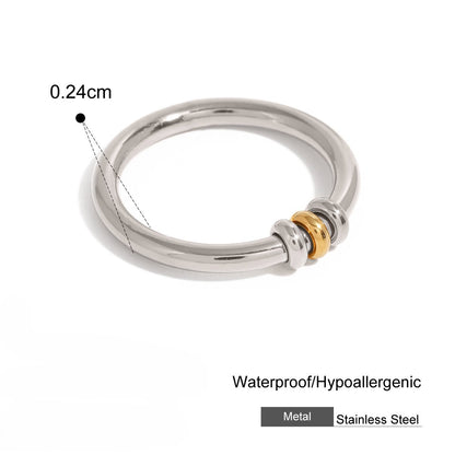 18K Gold Titanium Steel Geometric Joint Ring