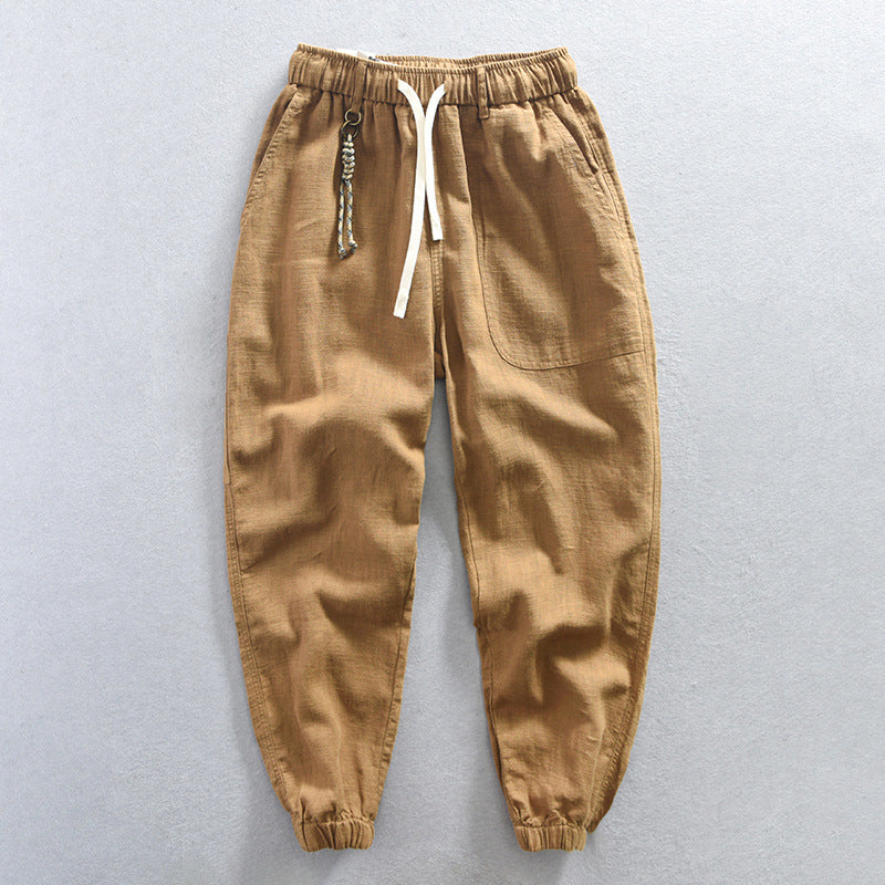 Men's Cotton-Linen Tapered Cropped Trousers | 5 Colours M-4XL
