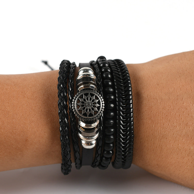 Men's Vintage Leather Bracelet – Woven & Knitted Styles, 30 Designs