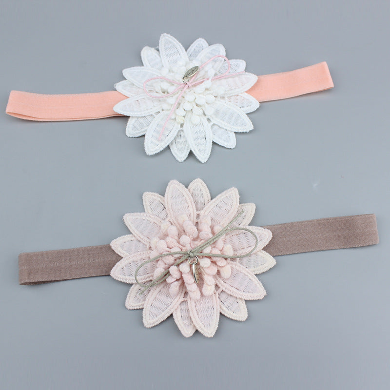 Floral Fabric Hair Band for Children | Pink & White