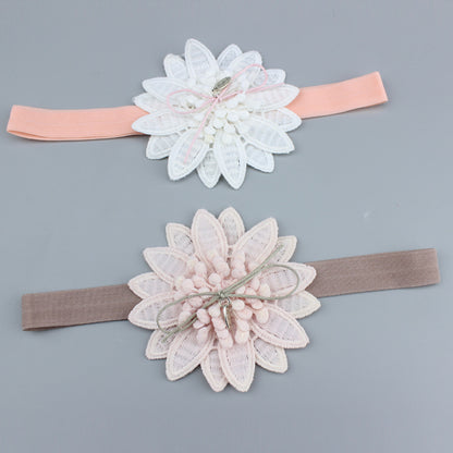 Floral Fabric Hair Band for Children | Pink & White
