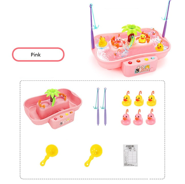 Electric Water Cycle Fishing Toy with Lights & Music